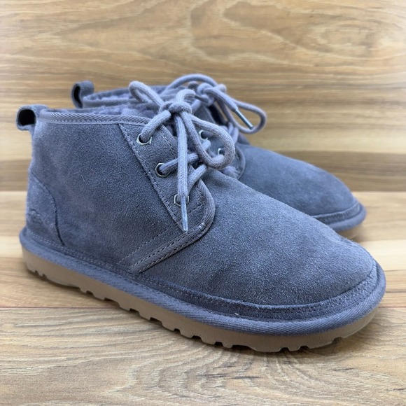 UGG Chukka Neumel Womens Boots 6 Gray Suede Shearling Fur Lined - Picture 1 of 11